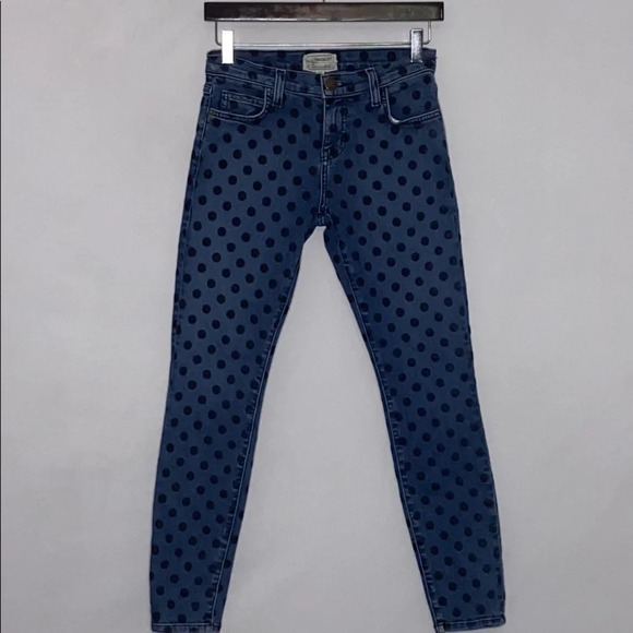 Current Elliott Flocked Dot The Stiletto Jeans - Size 25 - Picture 2 of 7